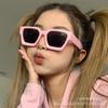 Big thick box European and American fashion sunglasses women's ins style simple and versatile high-end sunglasses men's uv tide