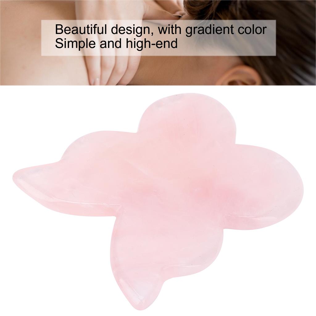 Portable Rose Quartz Guasha Board Butterflies Shaping Gua Sha Scraping Massage Tool