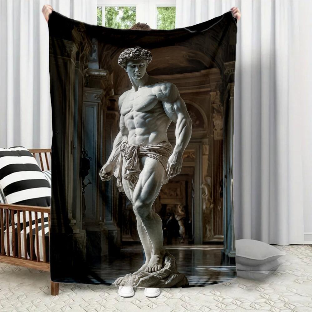 

Michelangelo s design of David Flannel printed blanket suitable for all seasons suitable for living room office sofa and travel 75x90cm28x39in