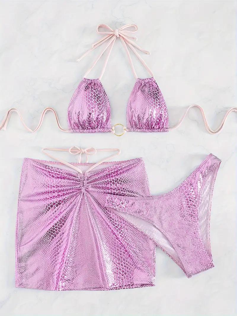 

Европейский и американский раздельный купальник из трех частей: Сексуальный купальник с открытой спиной, в трансграничном стиле Medium розовый