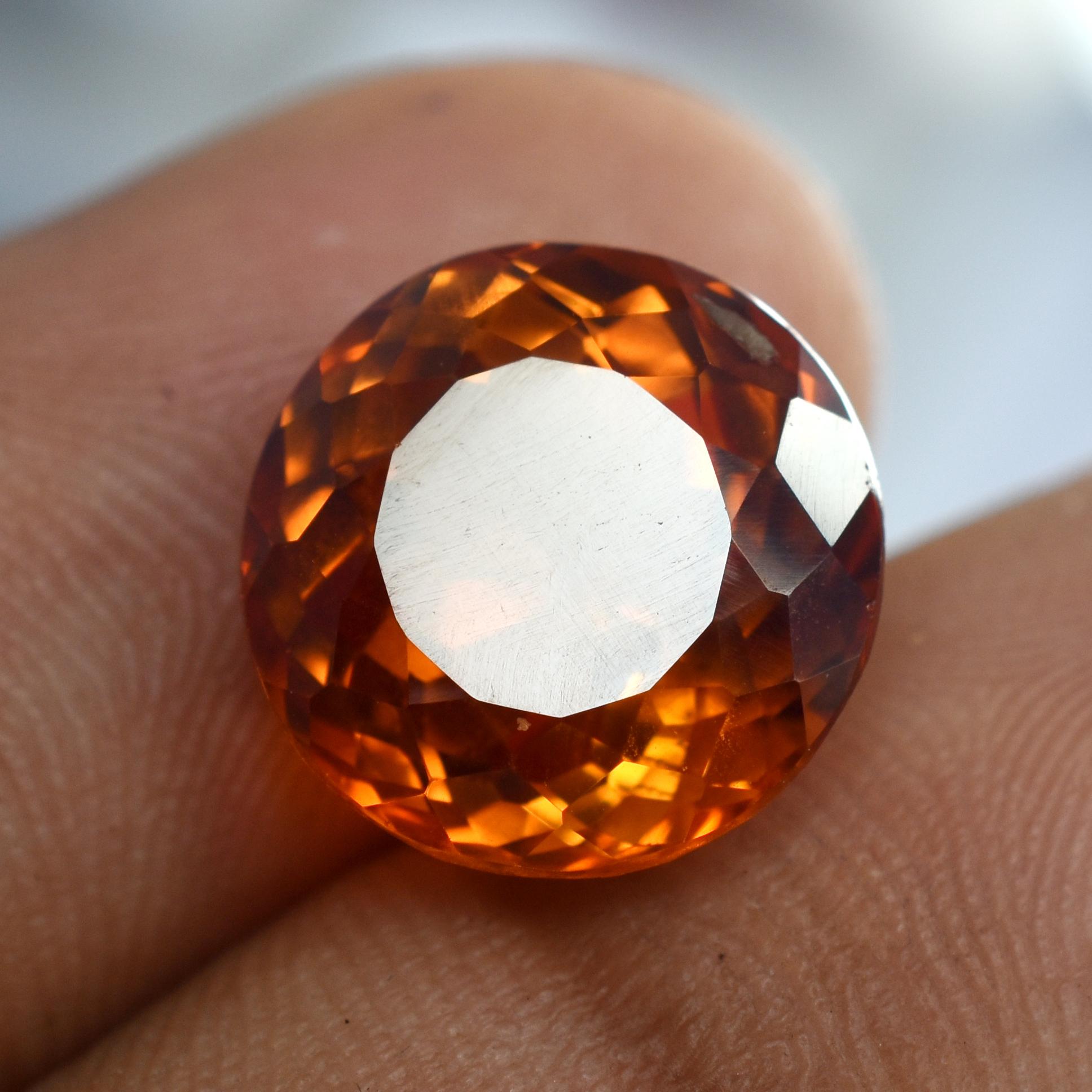 

CERTIFIED 9.85 Ct Natural Orange Sapphire Round Shape Loose Gemstone va-439 11.9 mm approx помаранчевий