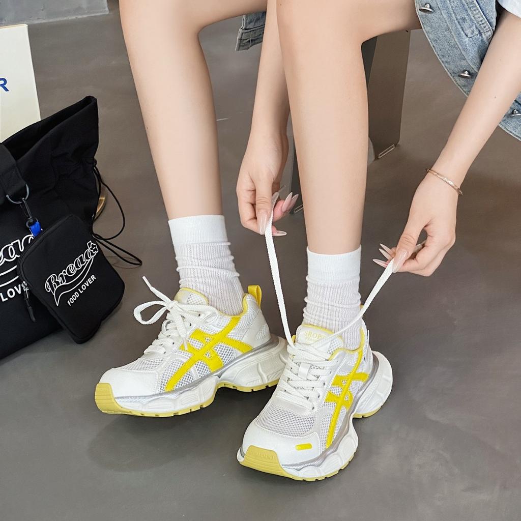 Leather mesh breathable dad shoes women's 2025 summer new versatile lightweight fashion ultra-light bottom casual sports shoes