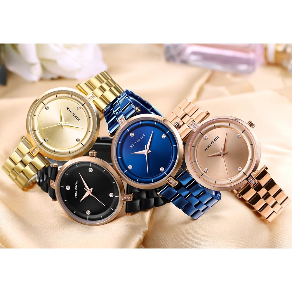 MINI FOCUS Watches Women Top Brand Luxury Quartz Watch Female Fashion Rhinestone Stainless Steel Ladies Simple Casual Wristwatch