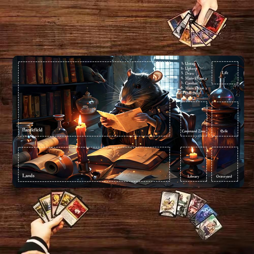 Wizard Rat Playmat MtgTcg Tabletop Game Mat Magic Party Playmat Durable Rubber For Games 35x60cm Mouse Pad Pc Offices Desk Mats
