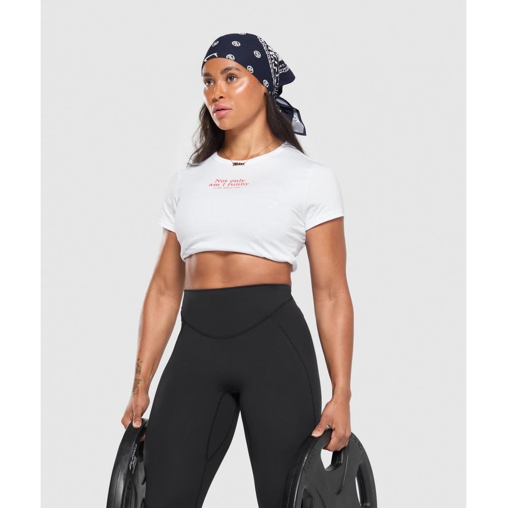 Gymshark Lift Heavy Baby Tee White B9a3s Wb57