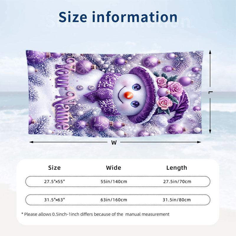 Christmas Theme Beach Towel Personalized Custom Name & Text Soft Quick Dry Beach Towel for Swimming Travel