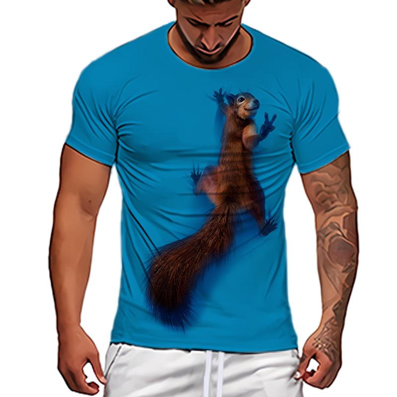 New T-shirt Men's Squirrel Pattern 3D Printed Summer Short Sleeve Daily Loose Novel Versatile Casual Fashion Humorous Funny