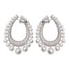 A Row of Pearl Water Drop Earrings Full of Diamonds, Women's Pearl Diamond-encrusted Removable Earrings