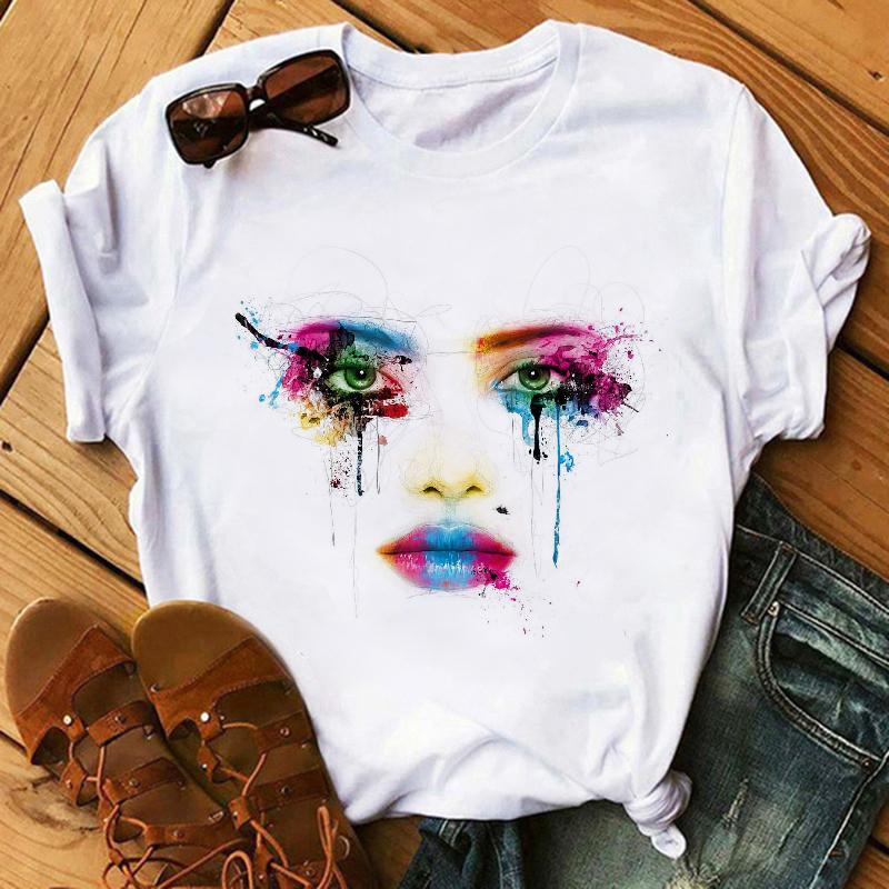 Watercolor Elephant Animal Print T-Shirt Female Harajuku Graphic T-Shirt Dog Lovers Funny T-Shirt Female T-Shirt