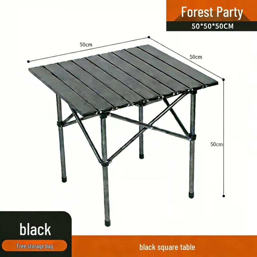 Khaki Portable Outdoor Folding Table and Chair Set with Storage Bag for Camping, Picnics, and Forest Parties.