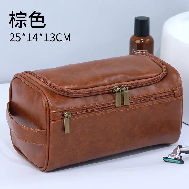 New Hanging Makeup Storage bag Large Capacity PU Leather Wash Bag Double layered Men cosmetic bag travel essentials organizer