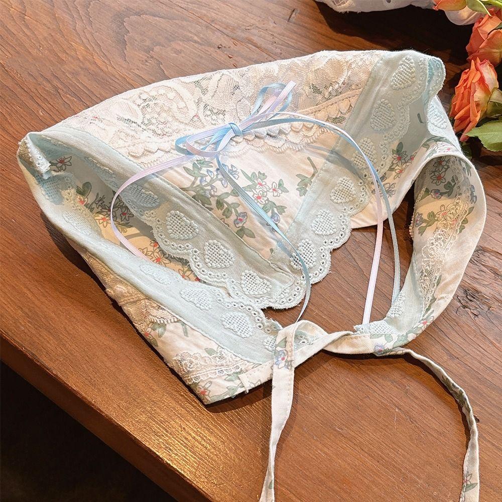 Multicolor Lace Butterfly Headband Floral Patern Headscarf Sweet Triangular Headband  Spring Outing