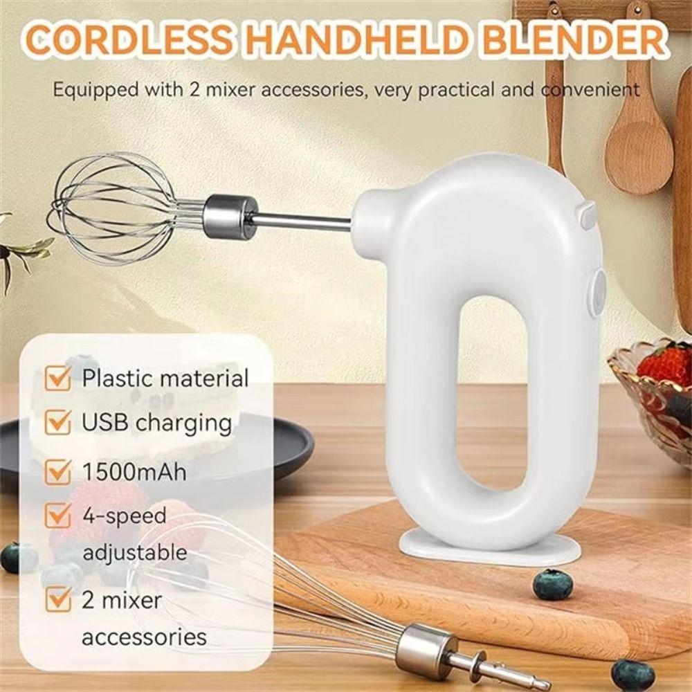 Portable Electric Eggbeater Adjustable Gears Mini Egg Beater Electric Cordless Mixer Whipped Cream
