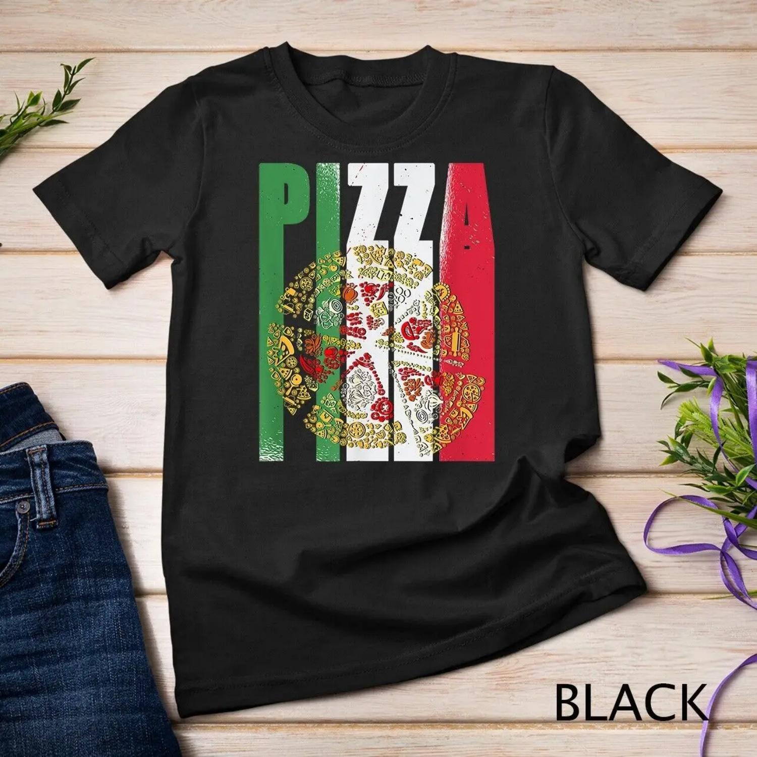Pizza Italy flag italian pizzaria T shirt S чёрный