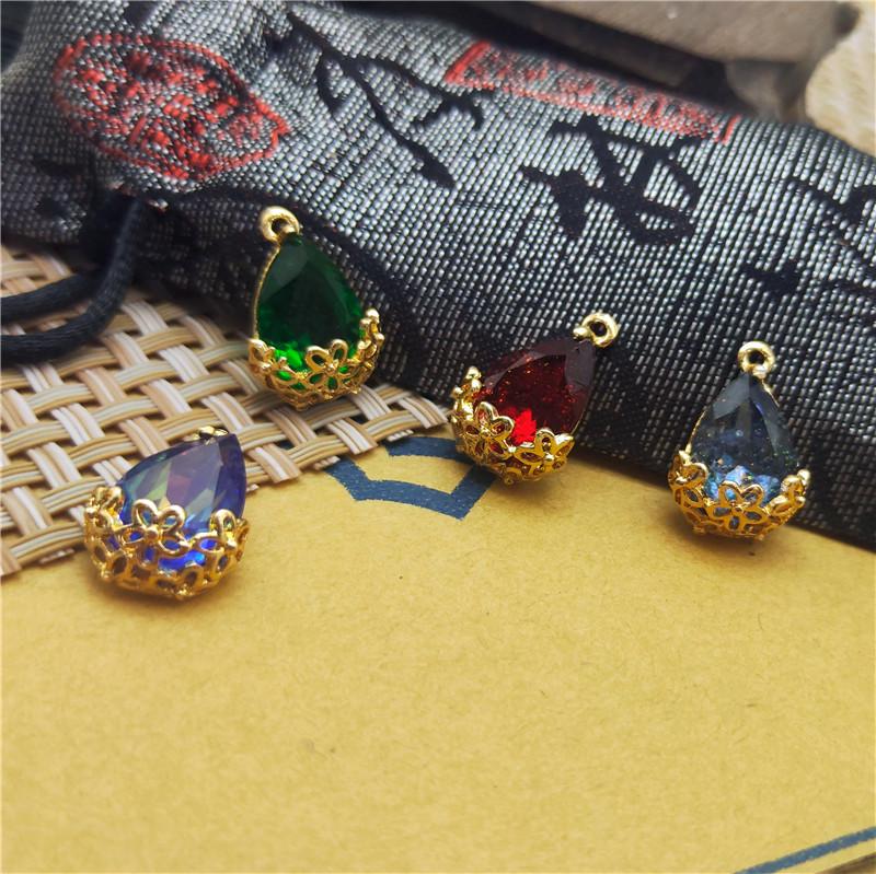 Water Drop Gemstone Setting Zinc Alloy Pendant Hairpin Ornament