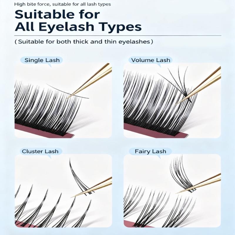 Ergonomic Grip Stainless Steel Eyelash Tweezers with Non Slip Handle for Comfortable Extended Beauty Tool