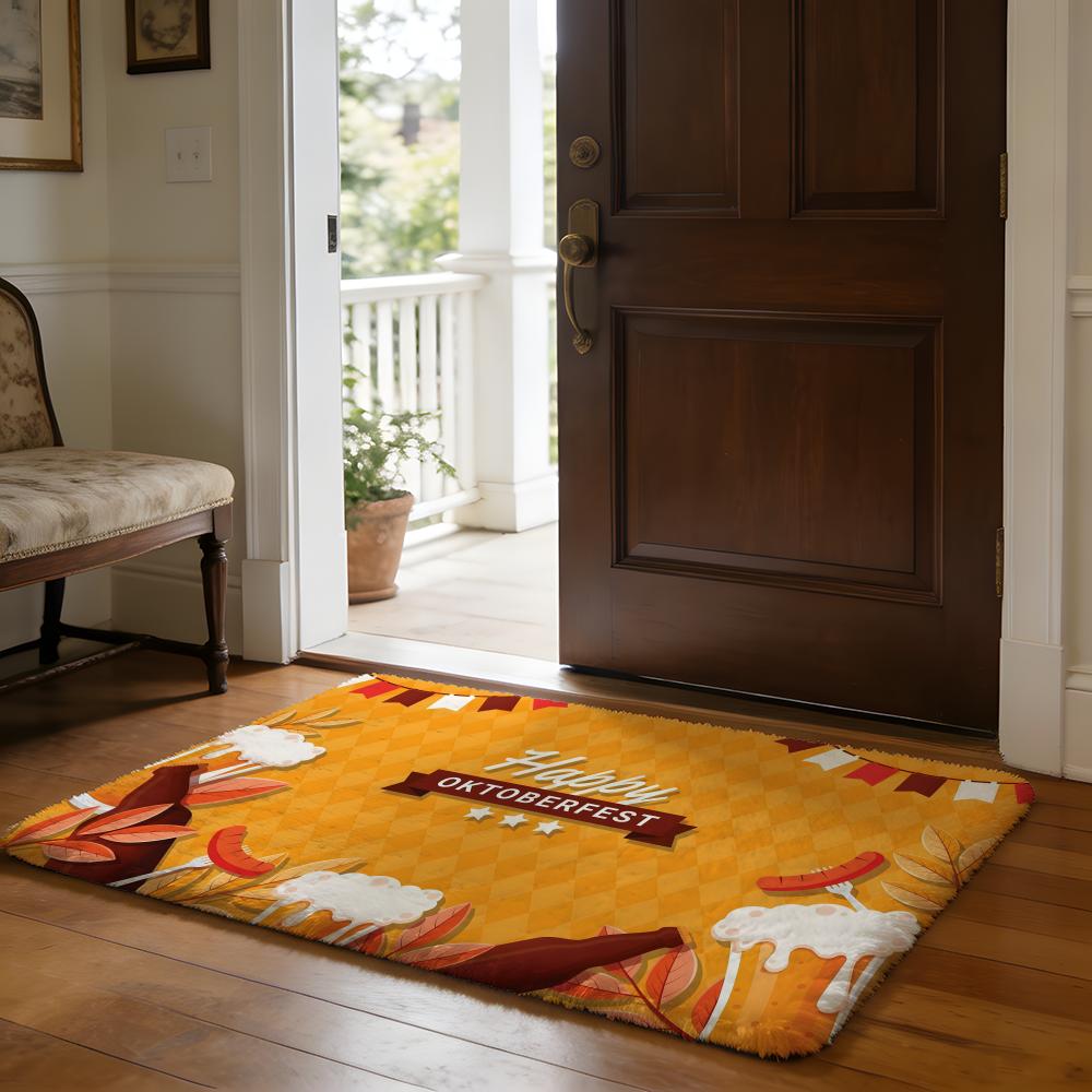 Happy OOktoberfest Design Floor Mat Soft Flannel Absorbent Mat Non-Slip Rug Home Bedroom Bathroom 40cm x 60cm