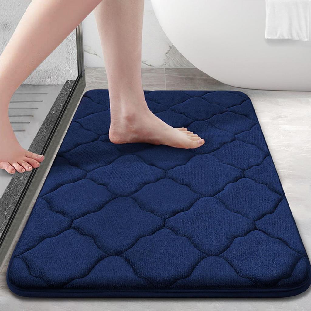Rhombus Emboss Bathroom Cashmere Thickening Mat Bath Non-slip Carpets In Wash Basin Bathtub Side Floor Rug Shower Room Doormat Memory Foam 3D Pad