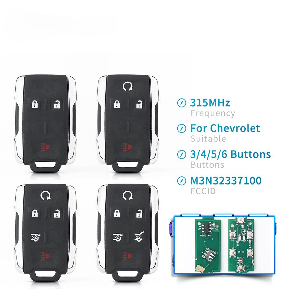 3/4/5/6 Buttons Remote Car Key for Chevrolet Silverado 1500 2500 3500 2014 2015 2016 2017 2018 for GMC with M3N32337100 315Mhz Clip