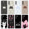 Cute Cartoon Black Cat Phone Case For Samsung Galaxy S24 Ultra S23 FE S22 S20 S21 5G S10 S9 Plus S10E S8 Silicone Clear Cover