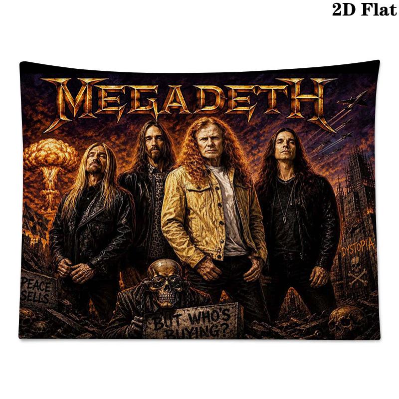 Megadeth Wall Tapestry Aesthetic Wall Hanging Printed Fabric Blanket Decorative Tapestries for Bedroom Living Room Home Decor