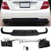 Compatible with Mercedes W204 C180 C200 C260 C-Class Dual-Quad C63 AMG Style Exhaust Diffuser & Tailpipes.