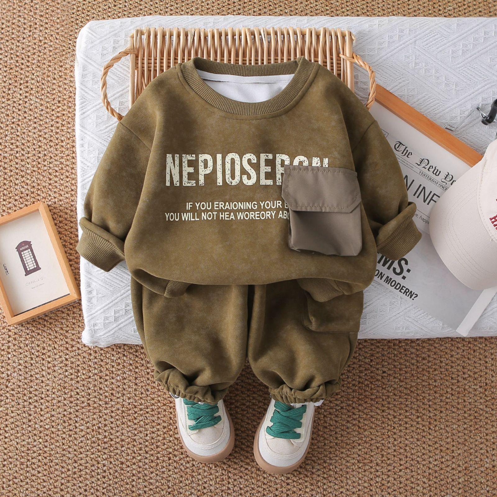 

Детский повседневный комплект с длинным рукавом, удобные наряды для повседневной носки 110 кофейный