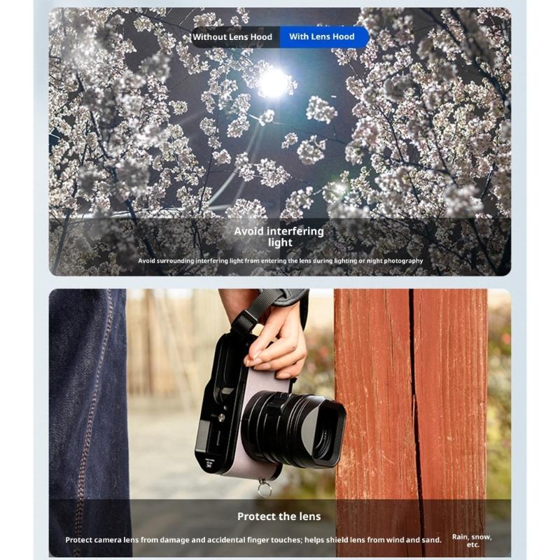 Aluminum Alloy Camera Lens Hood for Q343 AntiReflection Square Photography Equipment