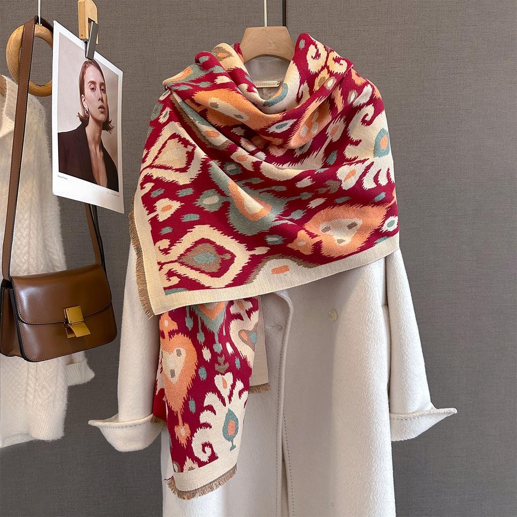 Luxury  Cashmere Women Paisley Scarf Winter Warm Shawl And Wrap Bandana Pashmina Female Foulard Square Thick Blanket Poncho