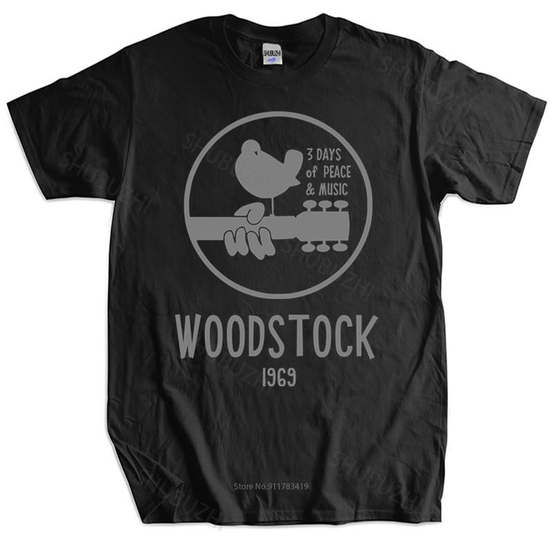 New Fashion Tshirt Cotton Tees Woodstock 1969 Vintage T Shirt Men Music Brand Tshirt Men Top Tees