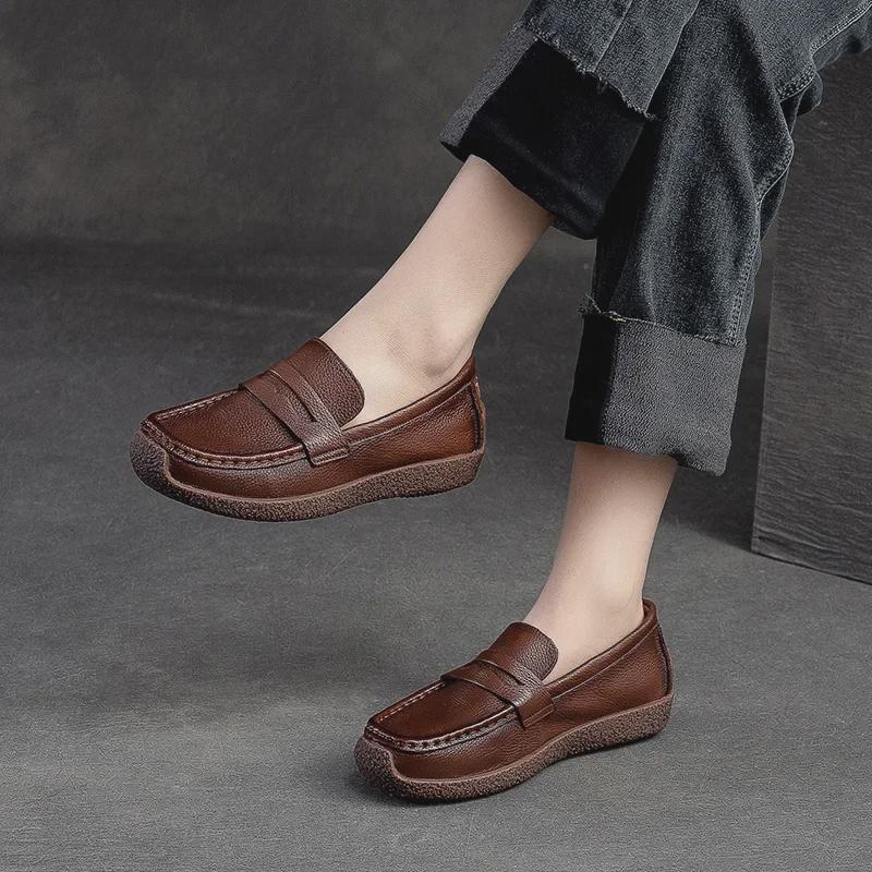 Shanghai Jiechu Spring 2023 Retro Flat Women's Cowhide Shoes