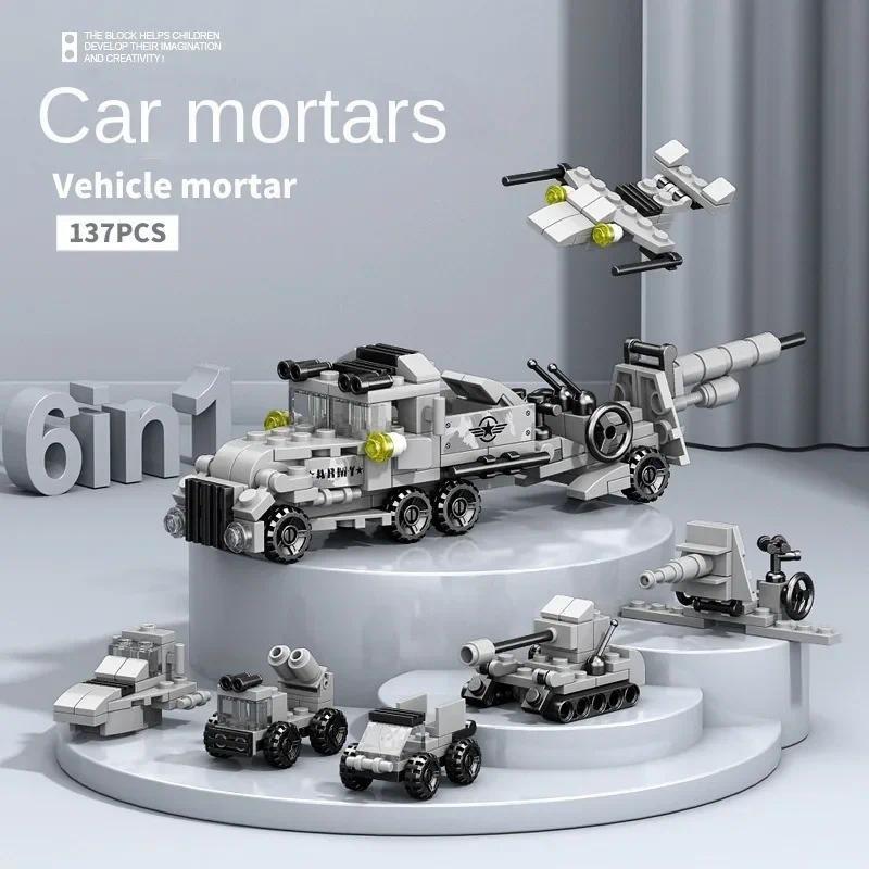 6 IN 1 City Engineering Car Police Truck Mech Dinosaur Building Blocks Tank Helicopter Bricks Fire Fighting Set Toys for Children