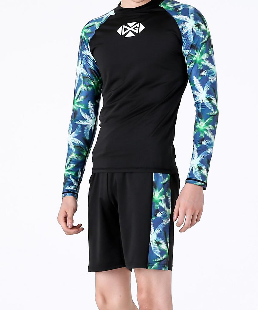 Dangun Cool Air Palm Tree Print Rash Pants Board Shorts