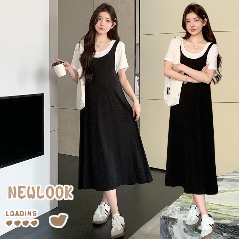 2026 Stylish Summer Maternity Dress - Concealing Pregnancy, New Fake Two-Piece Design