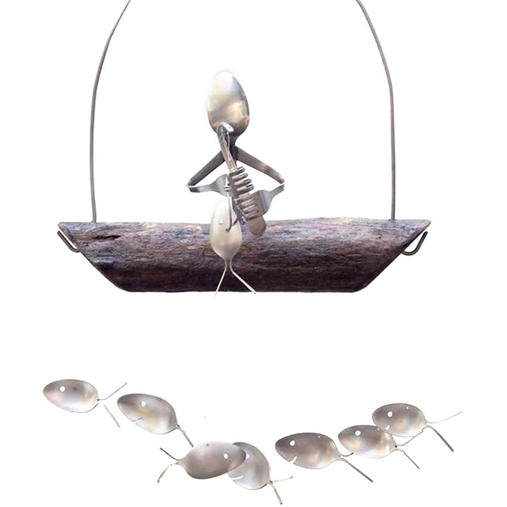 Creative Fishing Man Wind Chime for Garden Decoration and Relaxation
