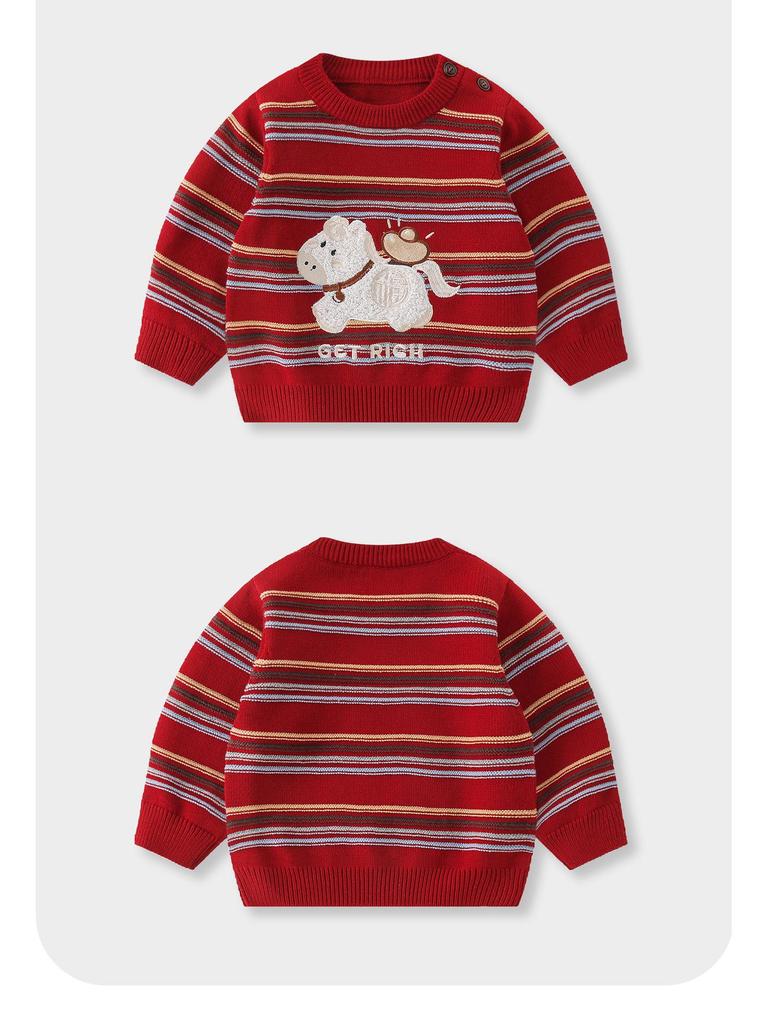 Children's Warm Cartoon Knit Sweater for Fall/Winter - Stylish Pullover Top for Boys and Girls