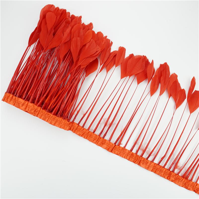 2Yards/Lot Stripped Coque Goose Feather Fringe Trimmings For Needlework And Handicrafts Wedding Decoration Carnival Accessories