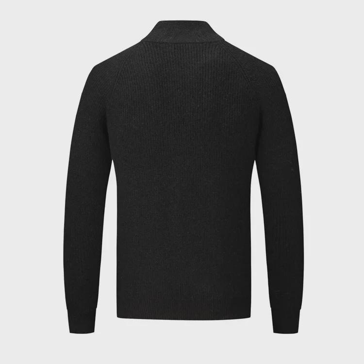 Cardigan tricotat pentru bărbați de toamnă cu guler stand și croială slim fit - Stil coreean