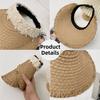 UV Protection Empty Top Straw Hat Woven Straw Folding Sunshade Hat Sunscreen Hat  Beach Vacation