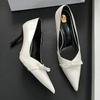 Fashion High Quality Patent Leather Women Pumps Sexy Pointed Toe High Heels Bow Designer Mules Loafers Elegant Banquet Heeled Sandals