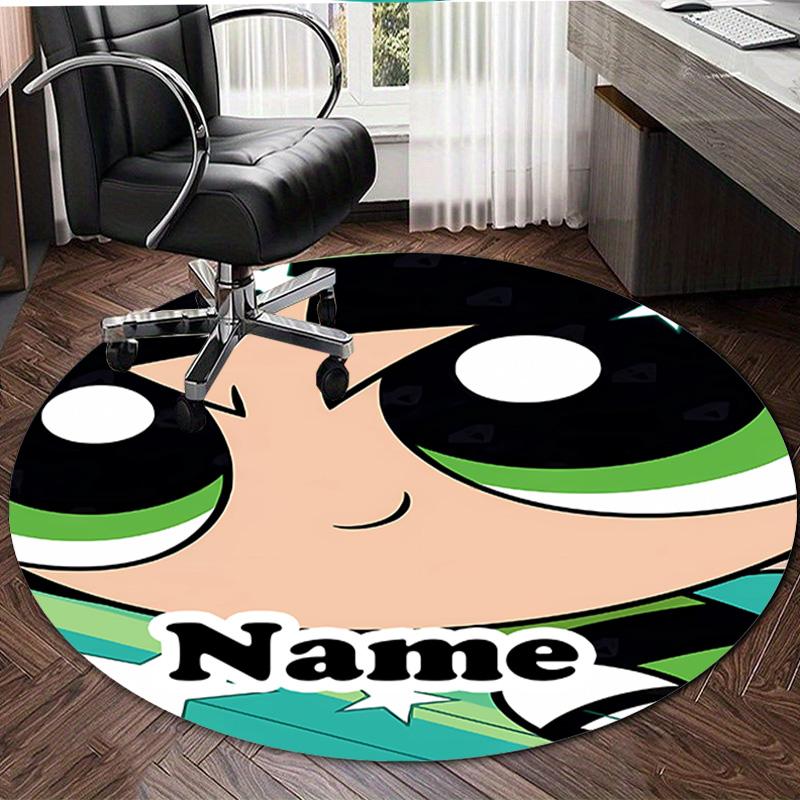 Personalized The Powerpuff Girls Round Chair Office Rug - Perfect for Mat, Office Chair & More - Ideal Gift for Birthdays and Holidays
