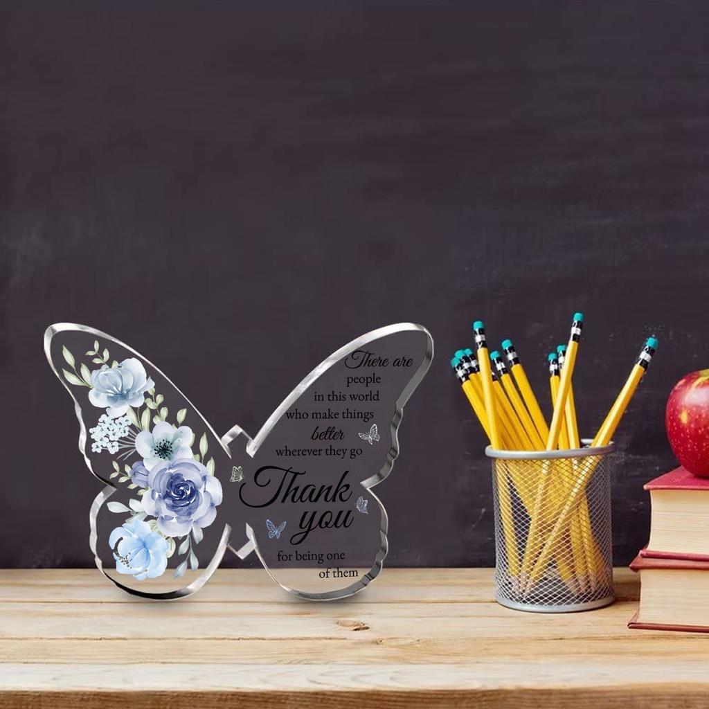 Heartfelt Appreciation Acrylic Plaque with Floral Butterfly Design - Inspirational Thank You Gift for Teachers, Leaders, Coworkers, Bosses, Mentor