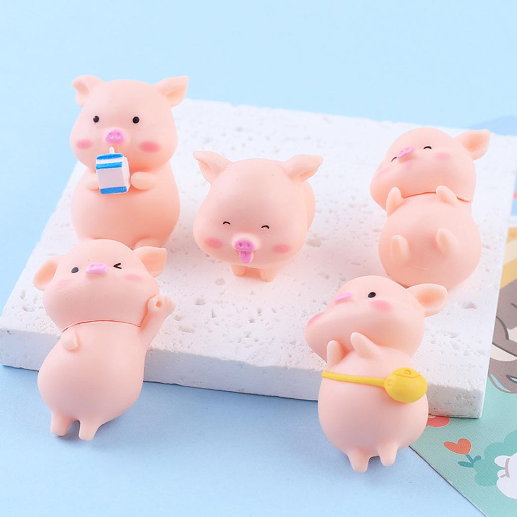 Cute Cartoon Pig Figurine Set Small Resin Piggy Statues Playful Ornaments for Home Garden Decorating