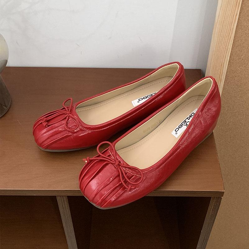 Fashion Fashion Butterfly-Knot Women Flats Slip On Shoes Round Toe Female Footwear With Height Increasing Ladies Flats Shoes lady