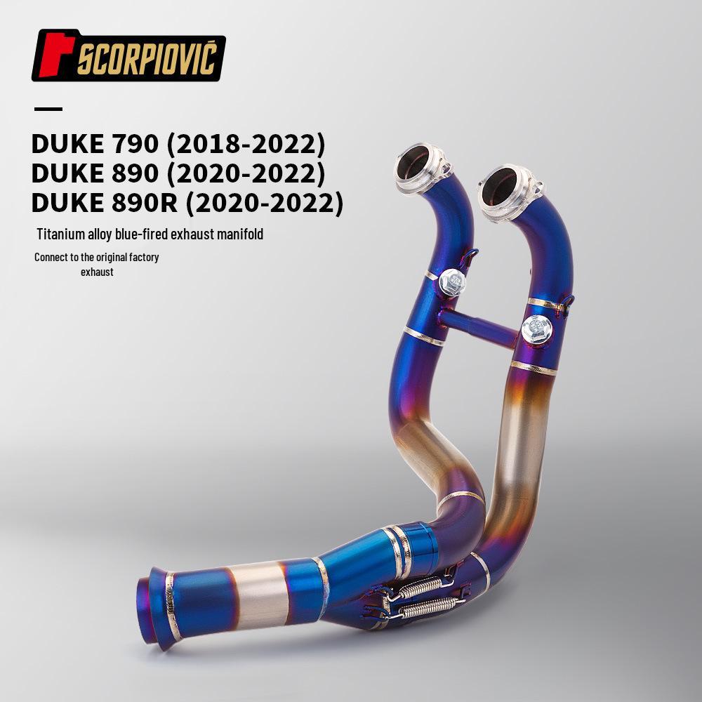 DUKE790/890 Titanium Alloy Front Exhaust Pipe (2018-2022) - Connects to Original Exhaust