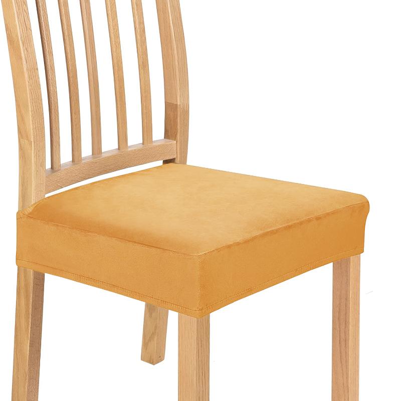 Velvet Chair Seat Covers Removable Washable Anti-Dust Stretch Spandex Dining Room Upholstered Chair Seat Slipcovers