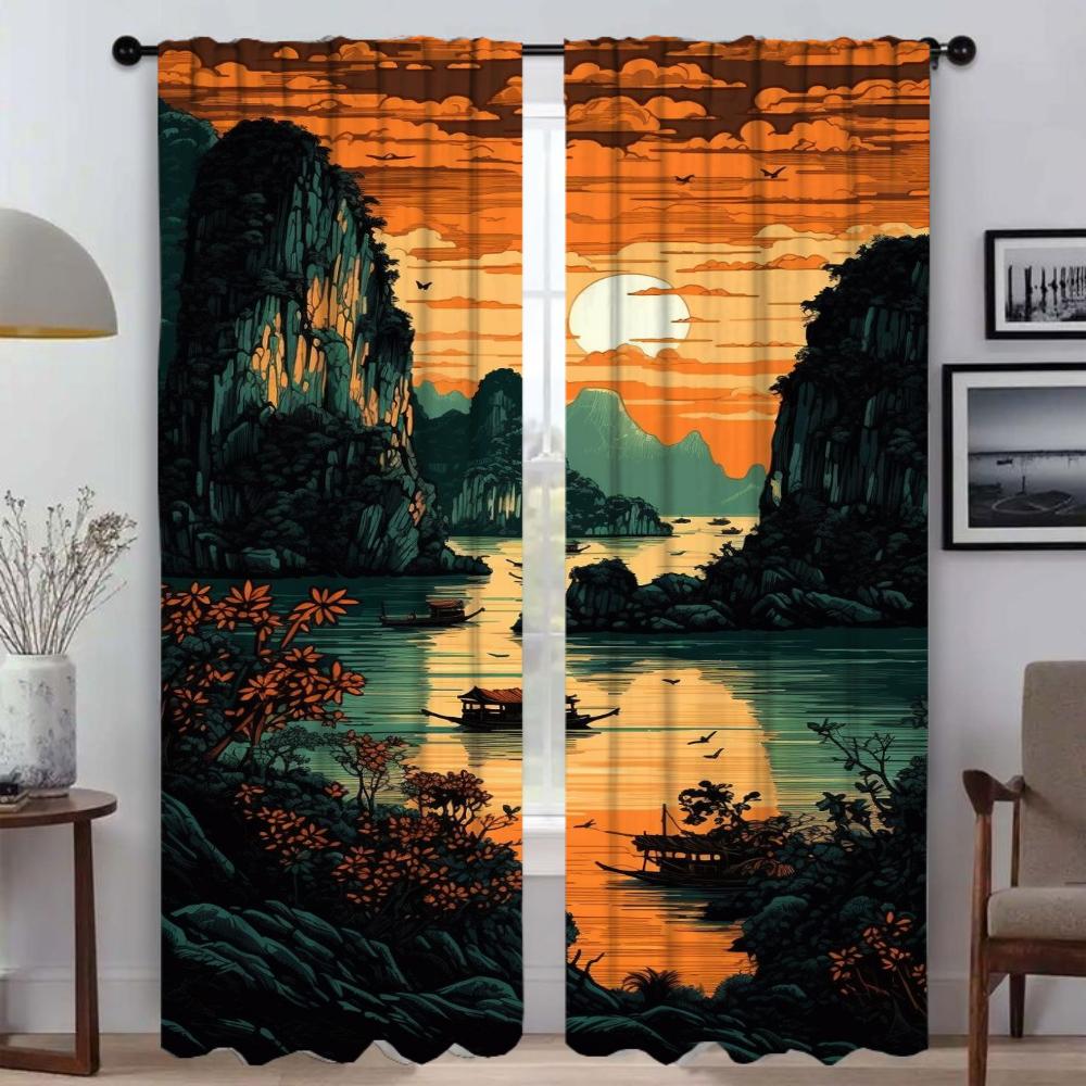 Mörkläggningsgardiner Kök Barnrum Gardiner i japansk stil för sovrum Fönstergardin Rullgardiner Halloweendekoration Skiljeväggspanel