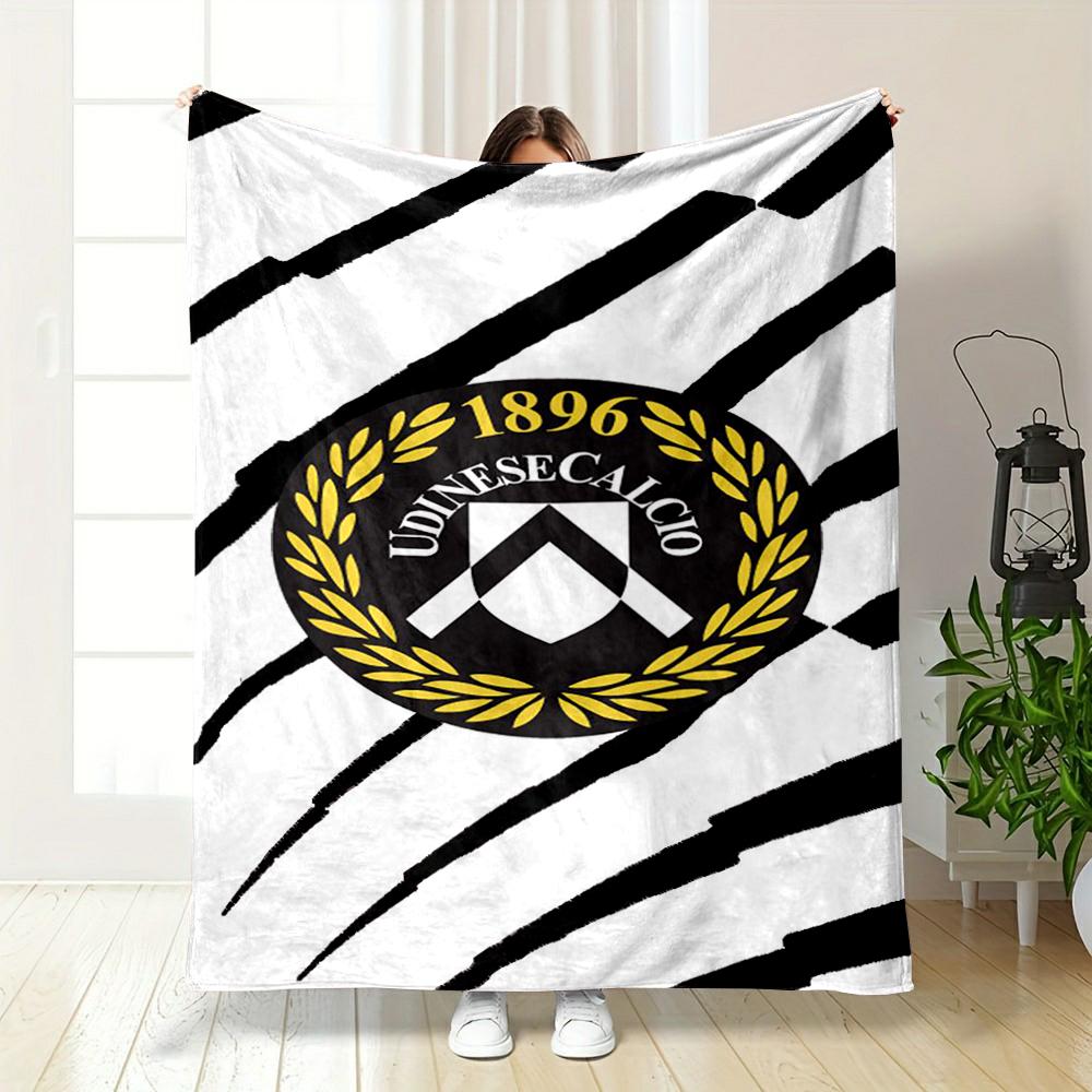"Udinese Calcio Logo with Black Stripe Design" Flannel blanket for bedroom, living room, sofa, and nap sofas.