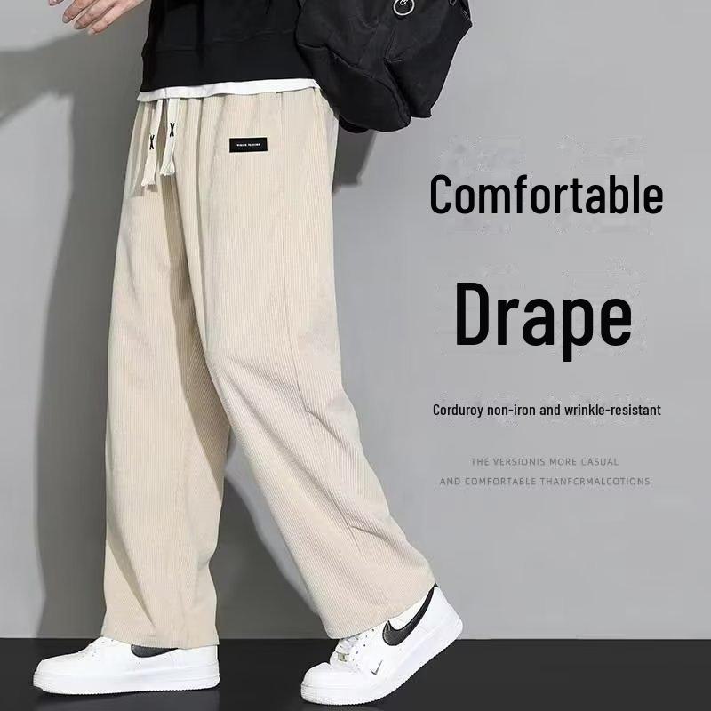Men's Autumn Heavyweight Japanese-Style Wide-Leg Sweatpants: Trendy Straight Casual Sports Pants