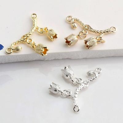 14K Gold Plated Double Lily of the Valley Jewelry Connector for DIY Bracelets & Necklaces